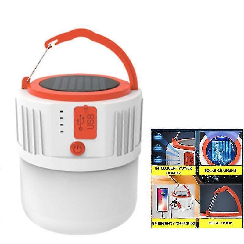 Solar USB In and Out Charging Portable Lanterns - Hooking LED Light, 6 Gears Dimming, Camping Supplies
