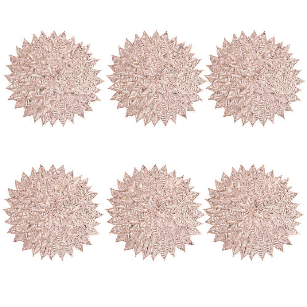 Sets de table, sets de table ronds Hollow Out Flowers (6pcs, or rose)
