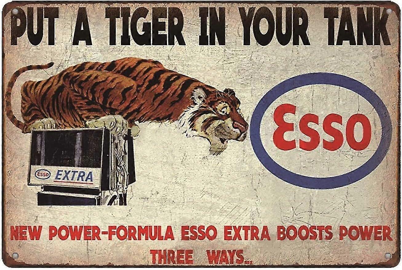 Esso colocar um tigre em seu tanque, Vintage olhar metal parede decor garagem sinal 8x12 polegadas ou 12x16 polegadas Mod