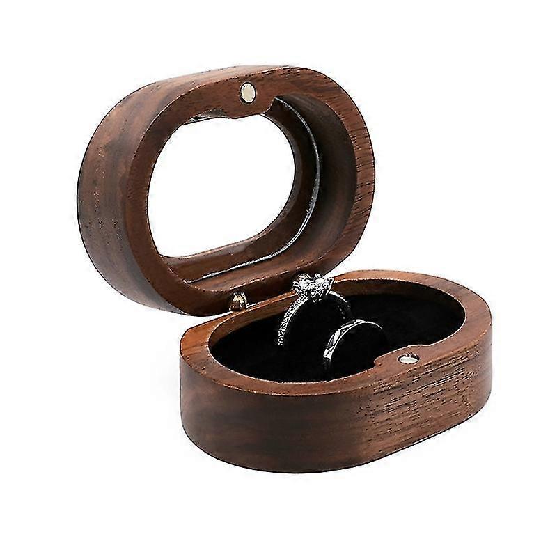 Solid Wood Oval Shaped Ring Organizer For Proposal Wedding Ceremony Gift