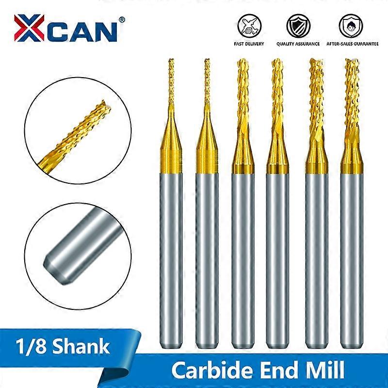 XCAN PCB Milling Cutter 1/8 Shank Carbide End Mill CNC Machining Router Bit for Woodworking Corn Mil