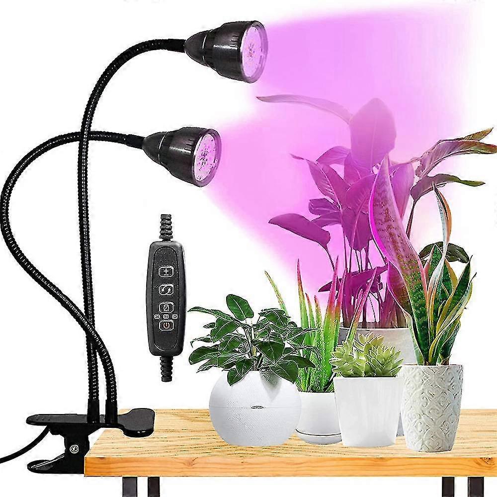 أدى تنمو ضوء كامل الطيف مزدوج الرأس مكتب كليب مصباح النبات مع إعداد مؤقت