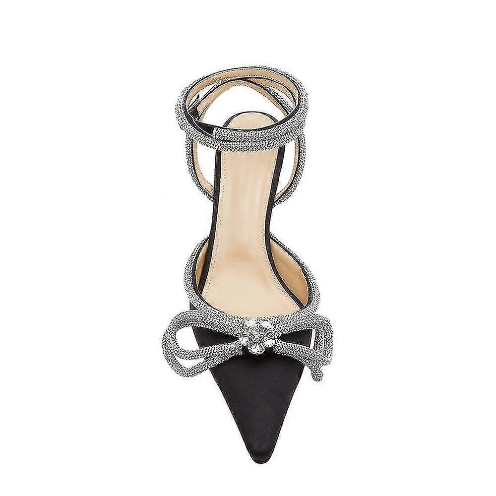 Kvinners Rhinestone Bow Satin Heel-X