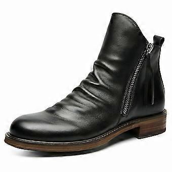 Mens Faux Leather Round Toe Ankle Boots Business Casual Brogue Party Dress Shoes