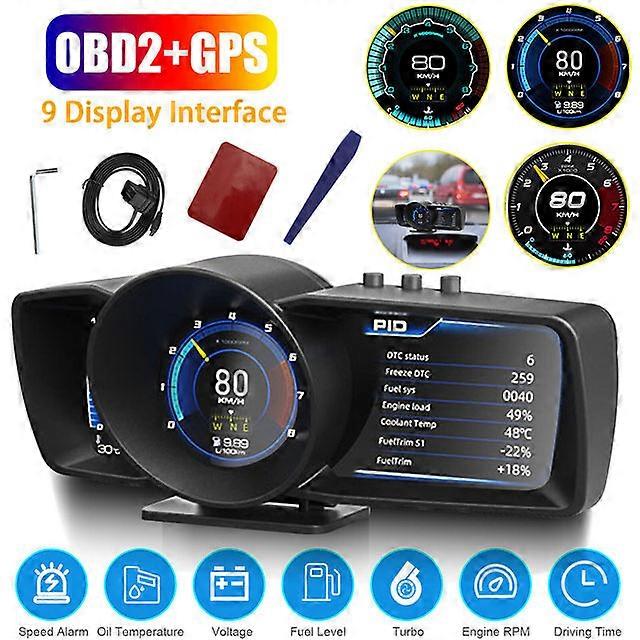 A600 Car HUD Multi-Function Dashboard On-board Computer Head Up Display OBD2 GPS Smart Speedometer Auto Gauge Alarm System