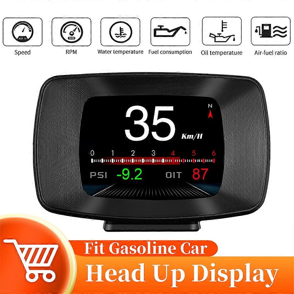 HUD Head up Display Digital Water Temp Oil Temp Car Speed Tachometer Fuel Consumption OBD2+GPS On-board Computer