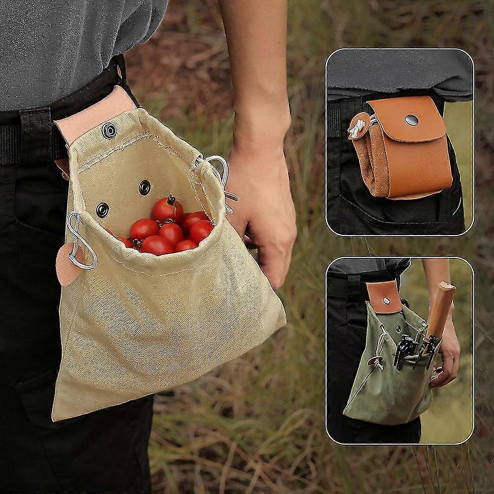 Outdoor Foraging Bag Fruit Picking Bag Waist Hanging Tool Waist Bag Bundle Pocket Folding Canvas Tool Storage Bag