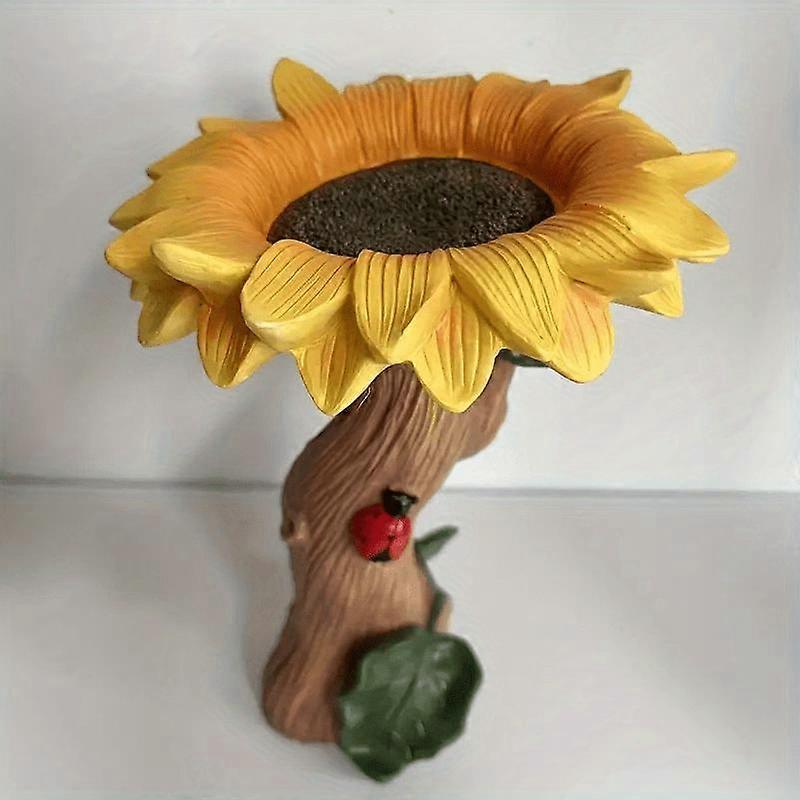 Sunflower Garden Bird Bath Feeder-Durable Weather-Resistant Design-Realistic Decorative Outdoor Accessory