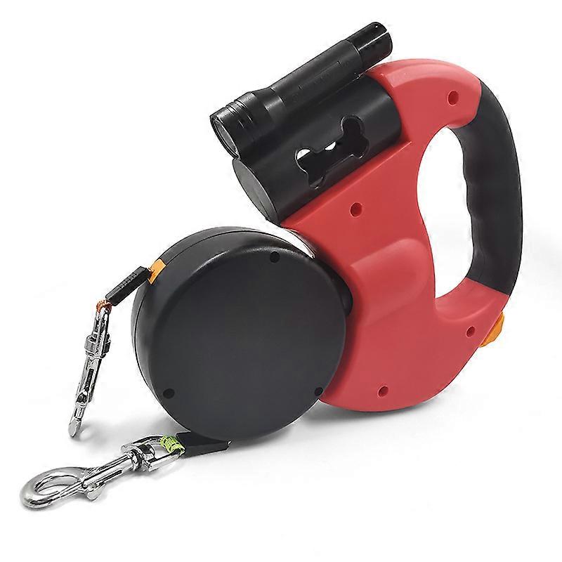 Double Retractable Leash For 2 DogsRed