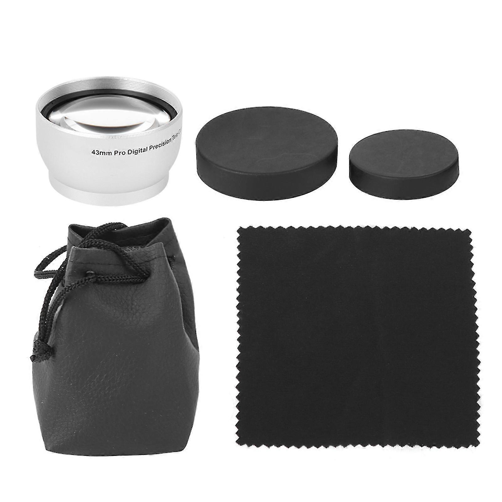58MM Camera Lens Black Aluminum Alloy 2X Magnification Additional Lens