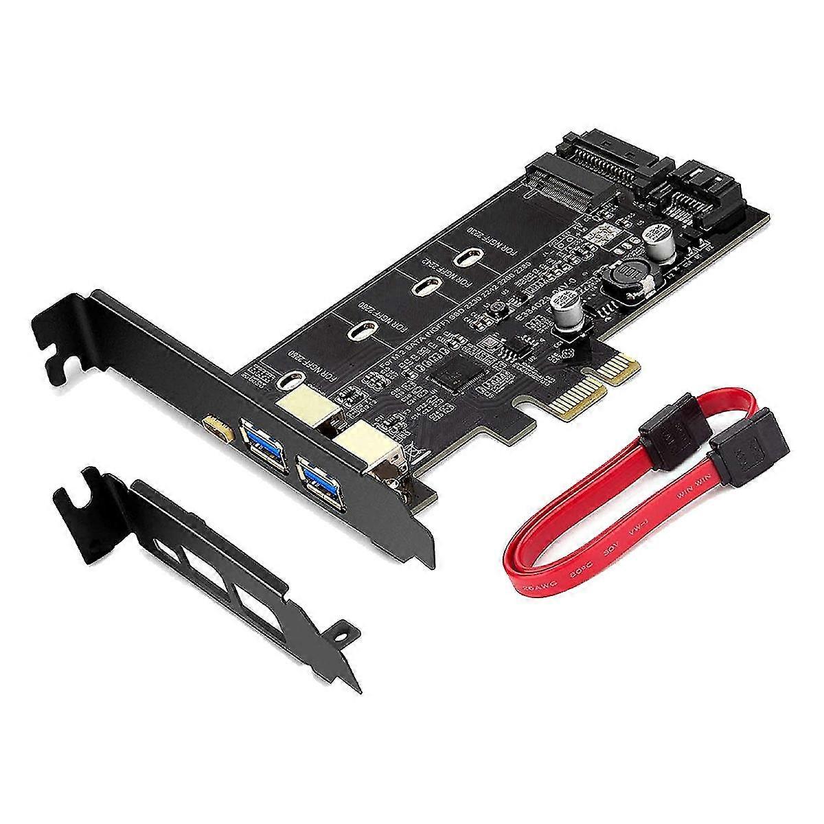 PCI-E to USB 3.0 PCI Card Incl.1 USB C and 2 USB A Ports, M.2 NVME to PCIe 3.0 Adapter Card with Br