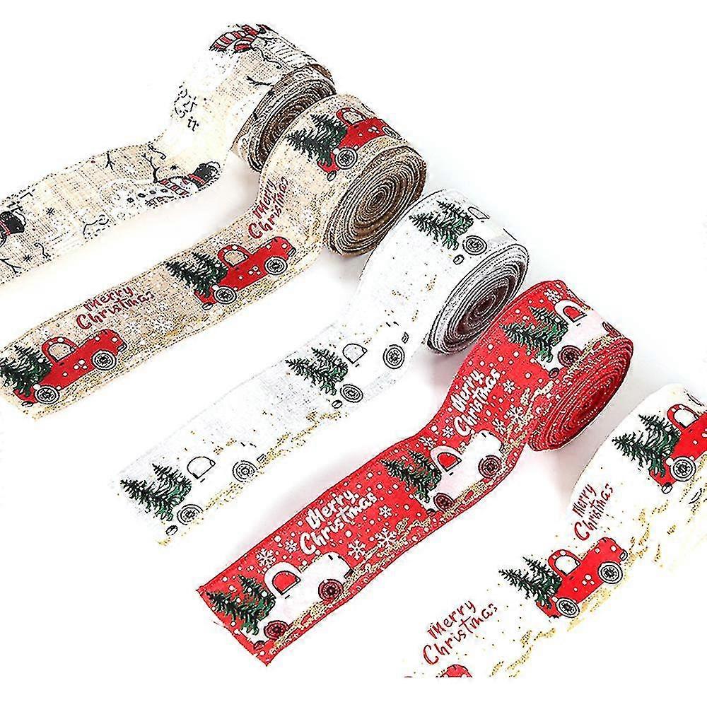 Christmas Ribbon Christmas Tree Snowman Truck Wired Wrapping Ribbon