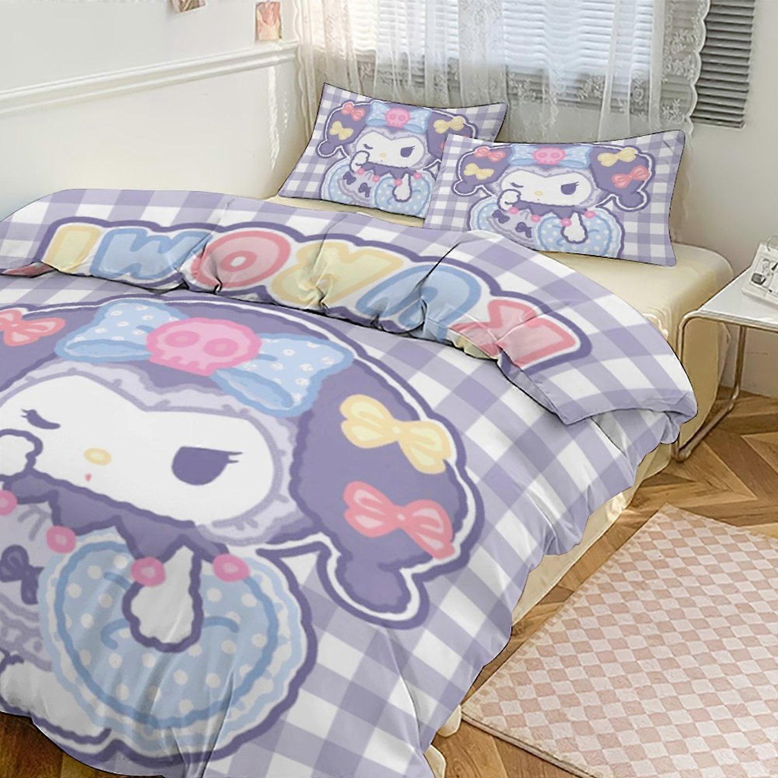 طقم الفراش JP406 كورومي لطيف الكرتون شخصية غطاء لحاف مجموعة الفراش 1 غطاء لحاف و 2 غطاء وسادة ، أحجام متعددة TH406