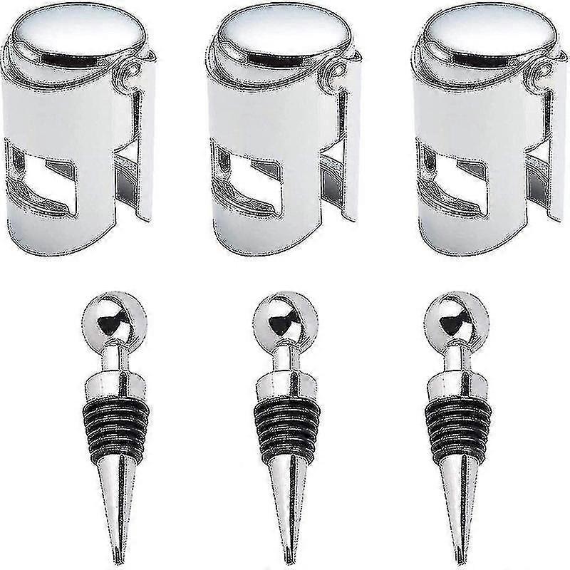 3 wine corks and 3 champagne corks