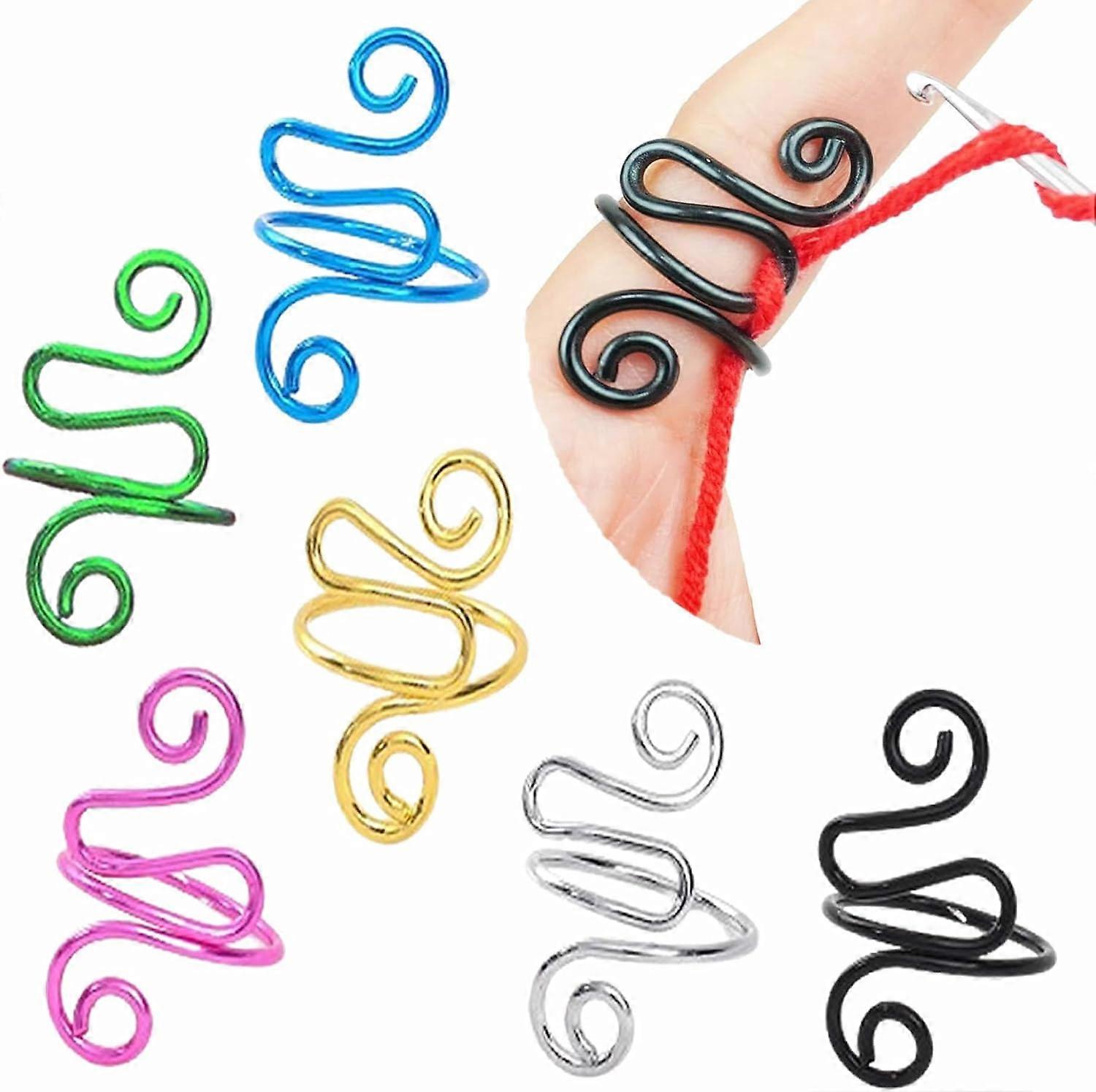 6pcs Crochet anneau de Tension, gauchers et droitiers fil Tension contrôle anneau, bague compagnon réglable, anneaux au Crochet fait à la main, cadeau pour les crocheteurs tricot