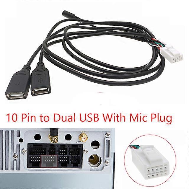 10 Pin Bluetooth Transmitters Car USB Dual Double USB With Mic RCA Cable Adapter for Android Radio Player Navigation Accessories