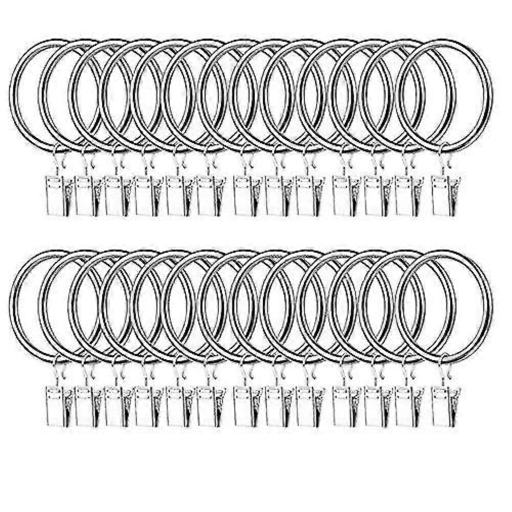 50 Pack Metal Curtain Rings With Clips Hooks 25mm Internal Diame WCJ