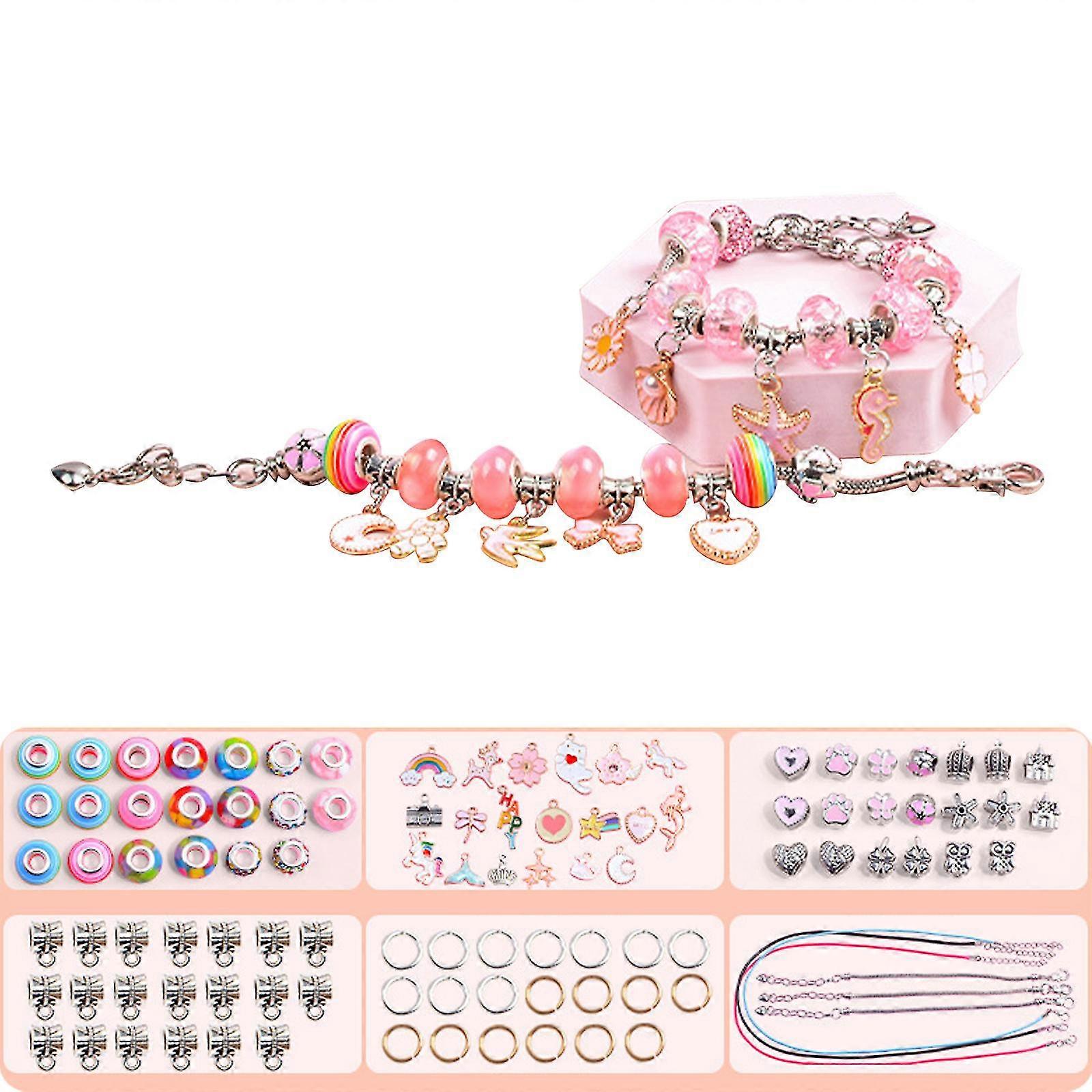 DIY الأطفال مطرز سوار الوردي الأزرق قوس قزح الحرفية هدية للفتيات الذين تتراوح أعمارهم بين 5-12 الأزرق مجوهرات صنع اللوازم