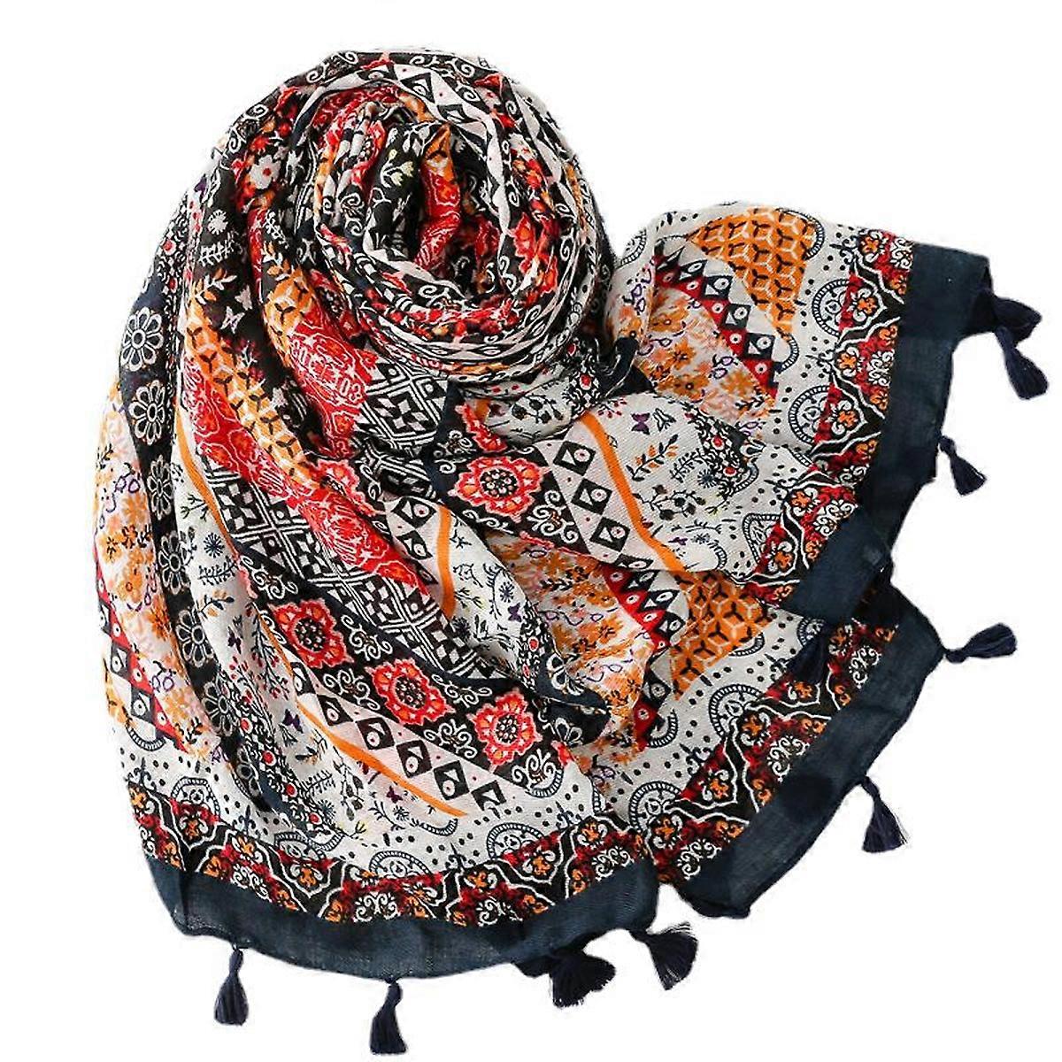 Lightweight Geometric Contrast Fringe Scarf