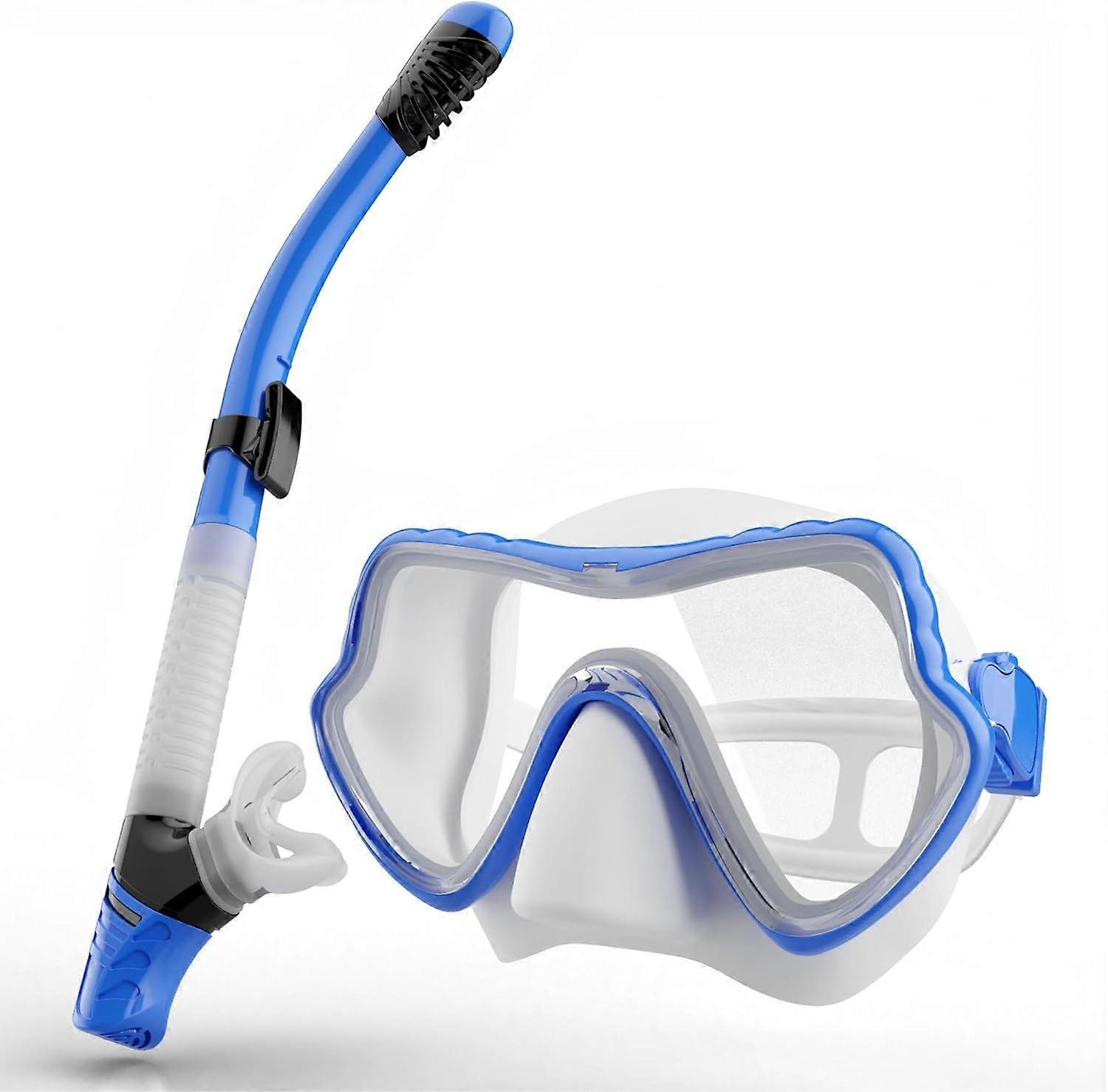 Snorkel Set Adults - Scuba Mask Diving Goggles Dry Snorkeling Gear with Breath Easy Airflow Tech & Anti-fog Design