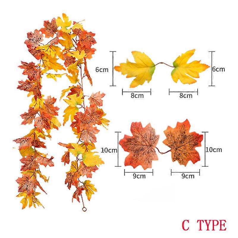 Halloween Artificial Autumn Maple Leaves Garland Vine Led Fairy Lights for Christmas Party Thanksgiving Autumn Home Decoration