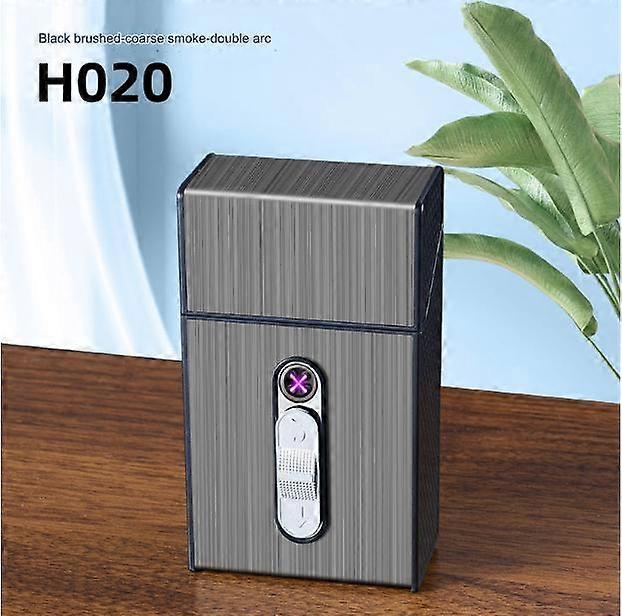 Automatic Clamshell Cigarette Case Large Capacity Magnetic Aluminum Cigarette Case (black)