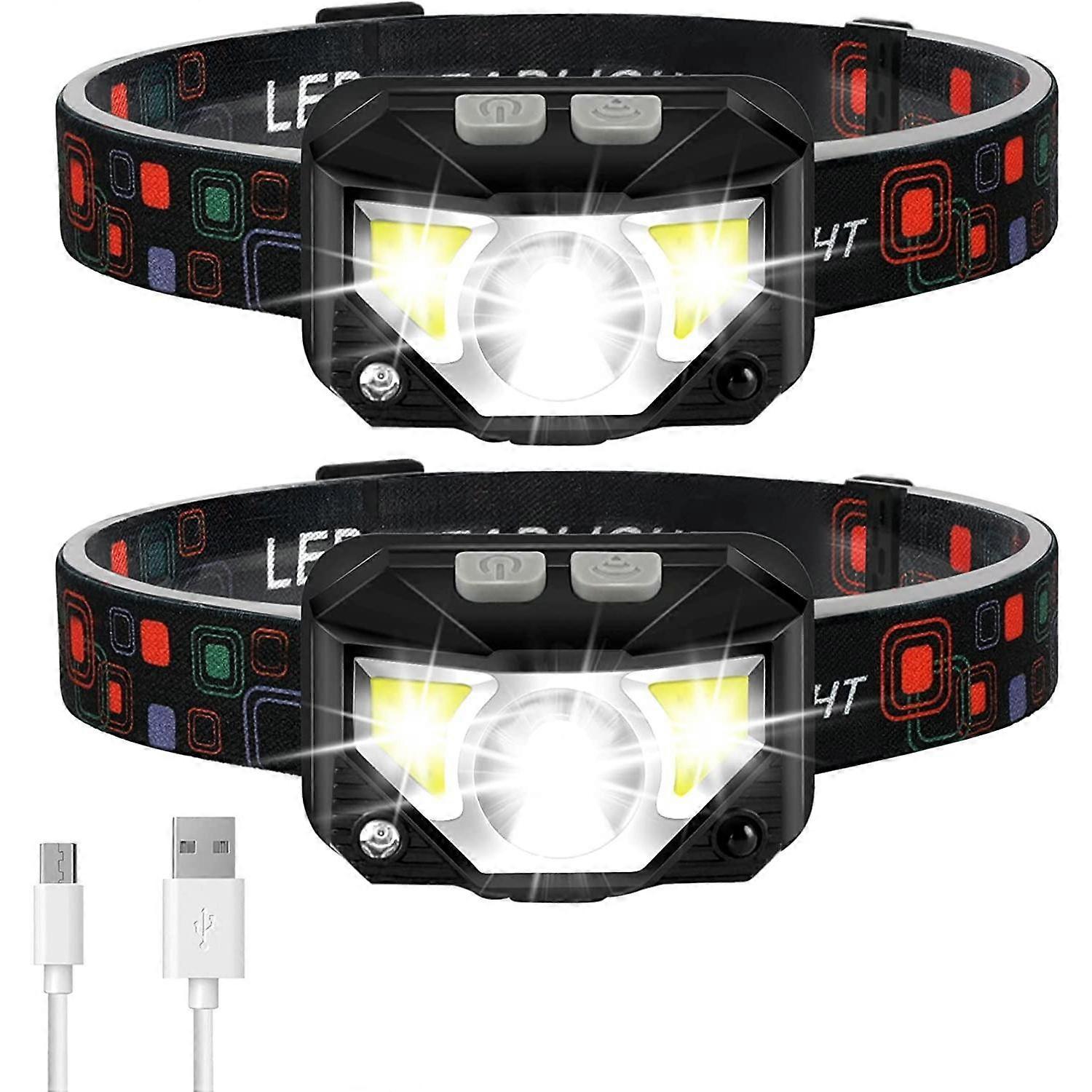 2 Pack Headlamp Rechargeable, 8 Modes Head Lights