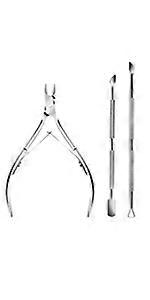 Cuticle Nipper and Pusher, Professional Cutter Stainless Steel Cuticle Remover with Double Spring