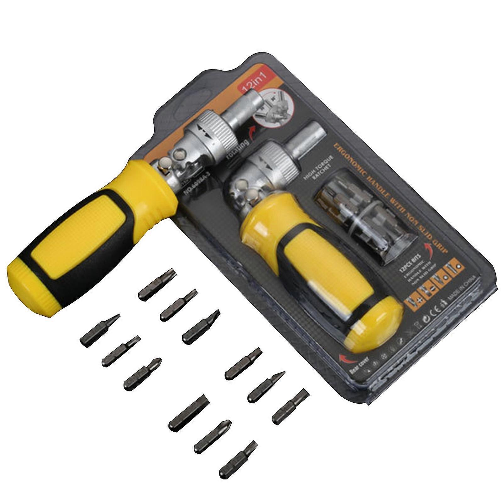 13-in-1 Rachet Screwdriver with Various Bits 180 Rotating Ratchet Screwdriver