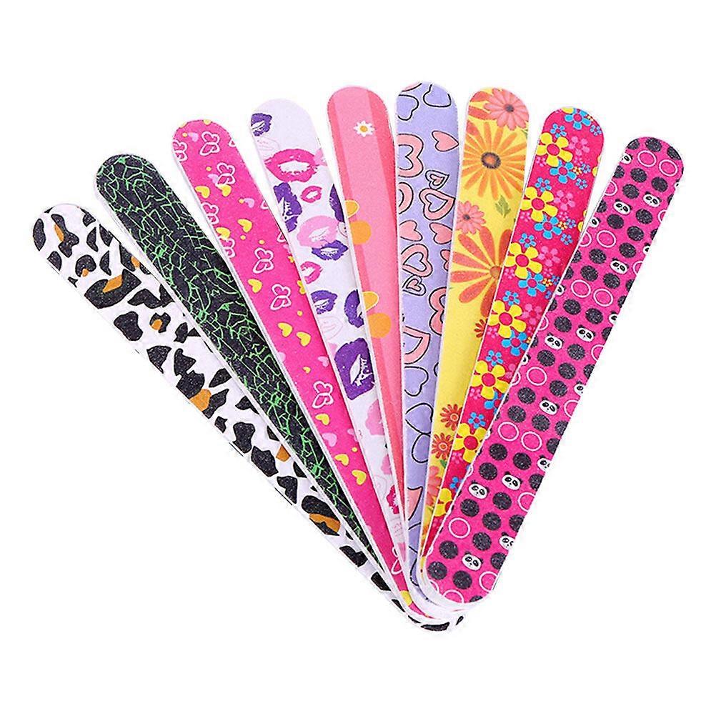 50pcs Printing Nail Files Double Sided Emery Board Nail Buffers Manicure Tools (Random Pattern)
