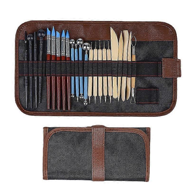Clay Sculpting Art Tools Kit 24 Pcs Pottery Clay Sculpting Tools With A Storage Bag Ball Stylus Dotting Tools Ceramic Clay Tools Set For Engraving Emb