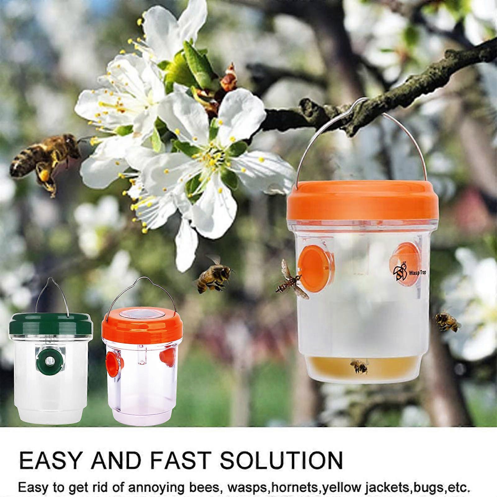 2PC Wasp Traps Outdoor Hanging - Solar Powered Wasp Catcher, Waterproof N On-Tox
