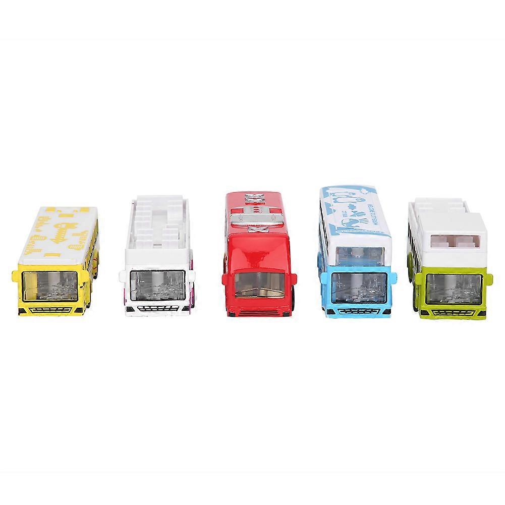1:60 Alloy Bus Model Pull Back Openable Door Highly Simulation Bus Model ToyA Style 5pcs
