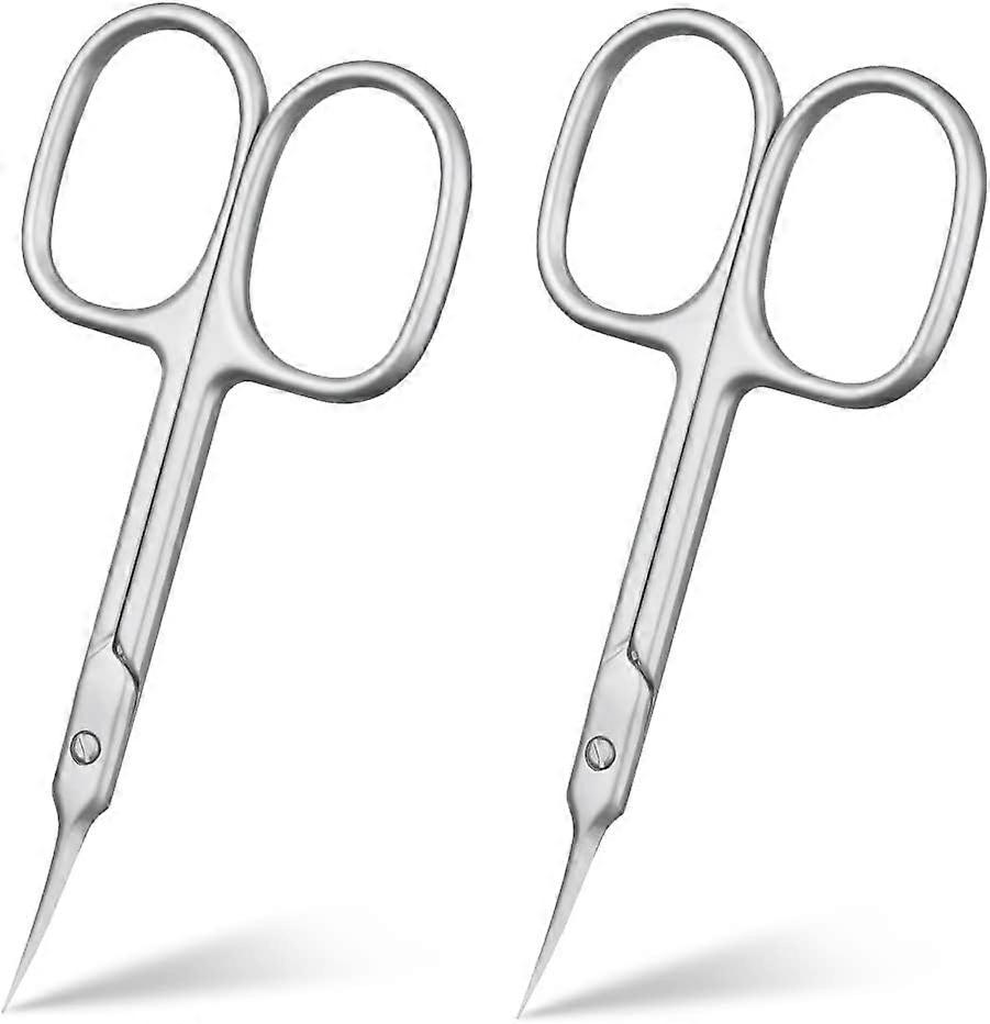 Cuticle Nail Scissors, 2 Pieces Sharp Curved Scissors, Multi-Purpose Stainless Steel Manicure Knife for Fingernails, Toenails, Eyebrows, Eyelashes