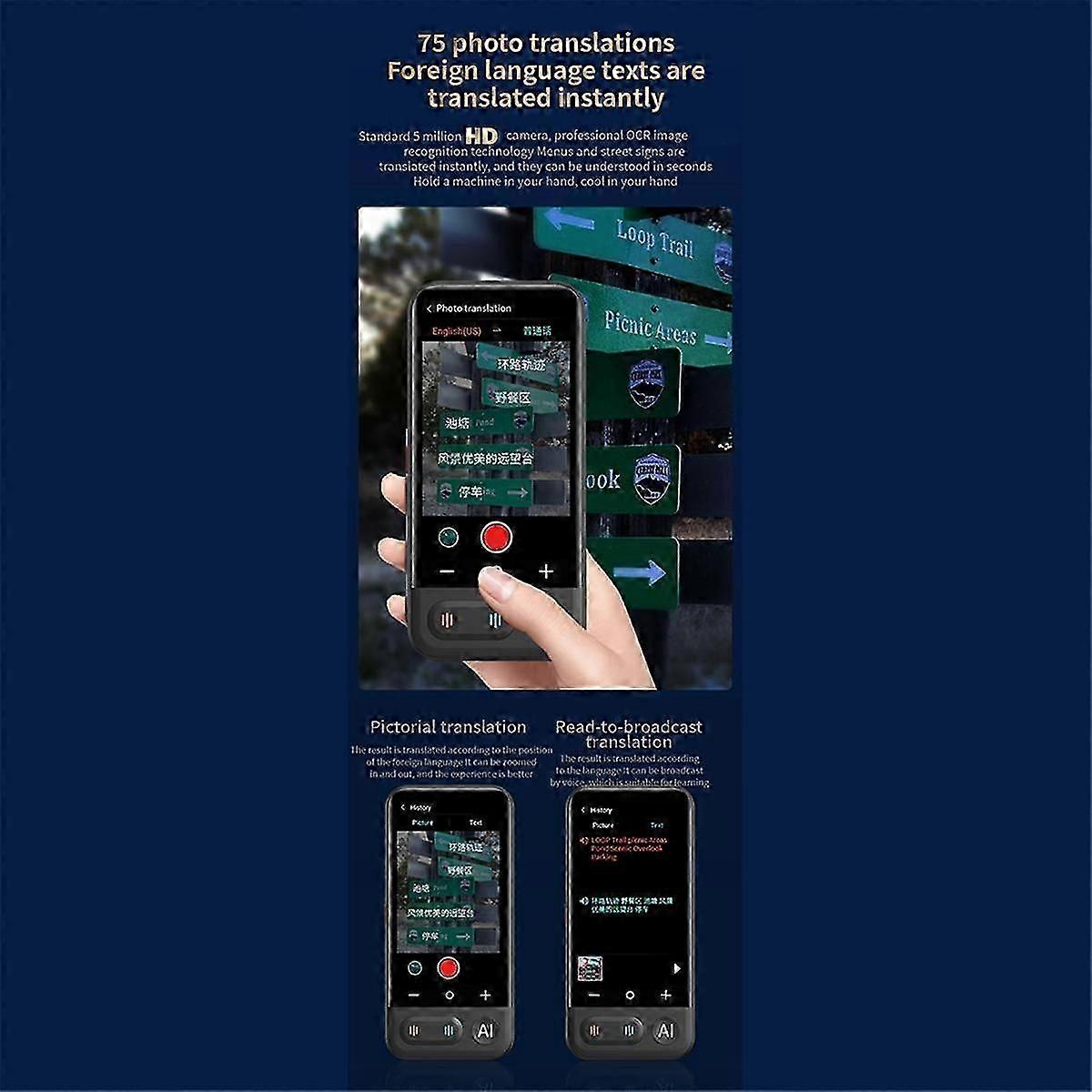 Z16 Ai Intelligent Voice Real Time Translator Machine 139+ Multi Online Language 4inch Screen Portable Offline Tradutor