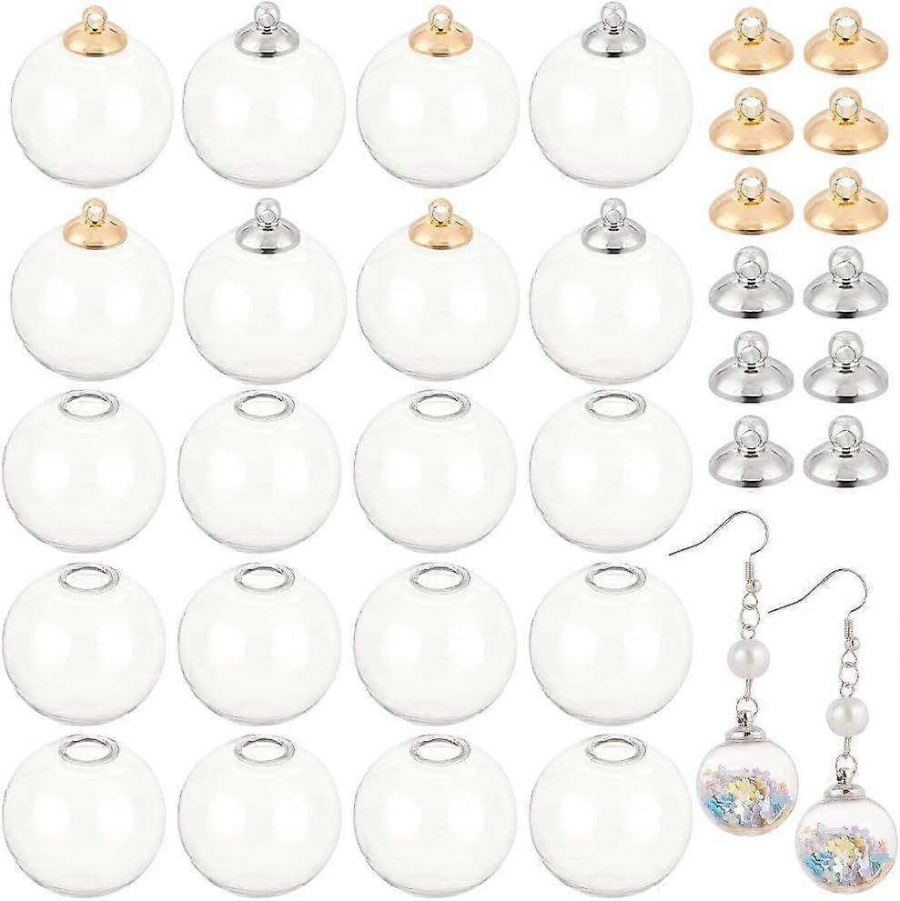 Glass Bottle Pendants, Mini Clear Glass Globe Bottles Empty Wish Ball Bottles for Earring