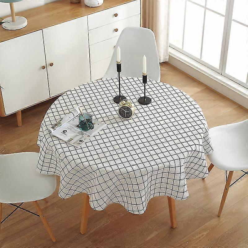 59-inch 150cm Diameter Polyester-cotton Round Tablecloth, Available In Three Styles