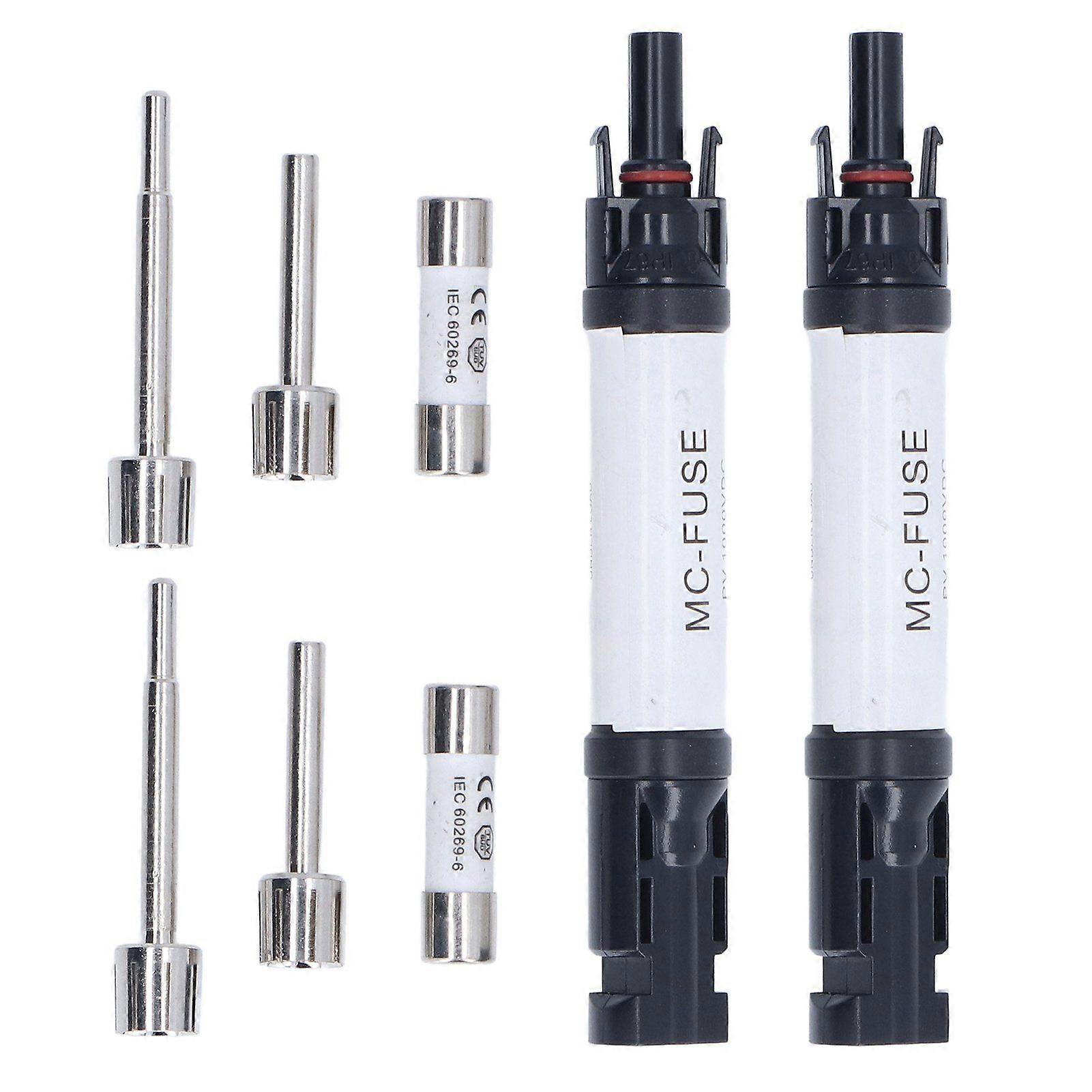 2Sets Solar PV Connectors Set IP68 Waterproof Anti UV 1000V Solar Built in Fuse Connector for Solar Cables/Controllers15A
