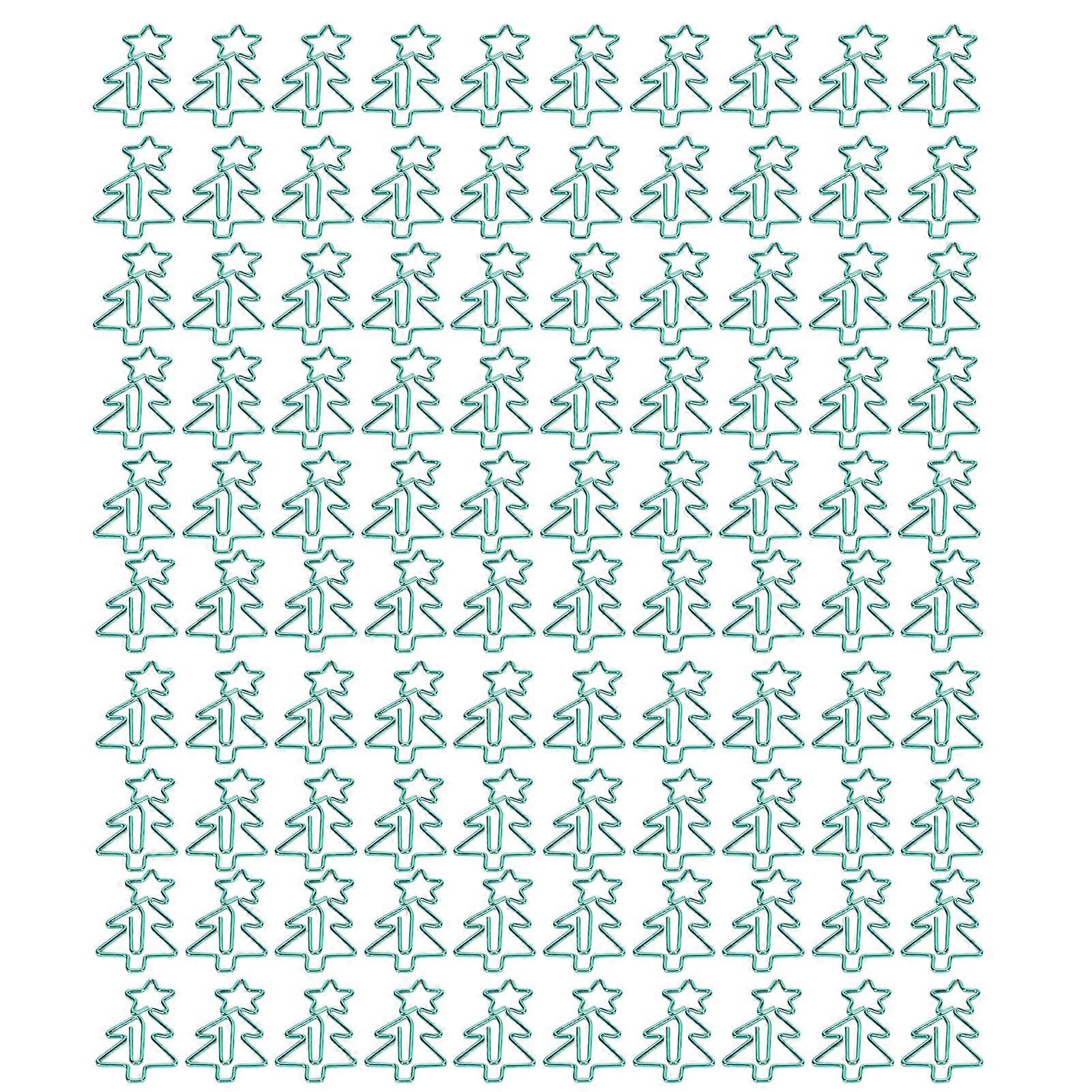 100pcs Christmas Tree Paper Clips - Decorative Metal Bookmarks for Office and School
