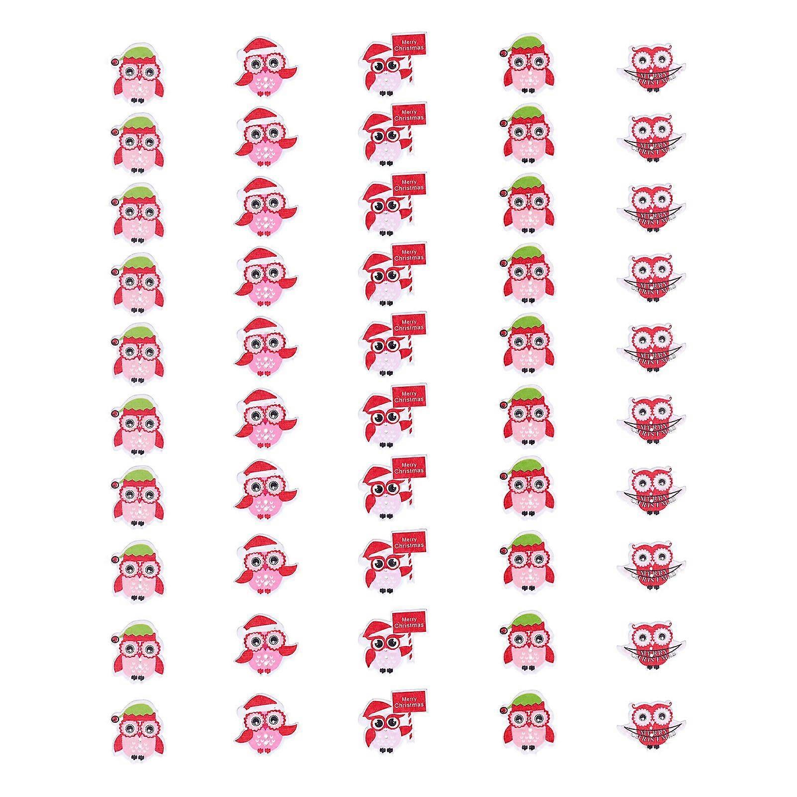 50Pcs Owl Pattern Wooden Button Children DIY Sewing Knitting Button for Clothes Backpack