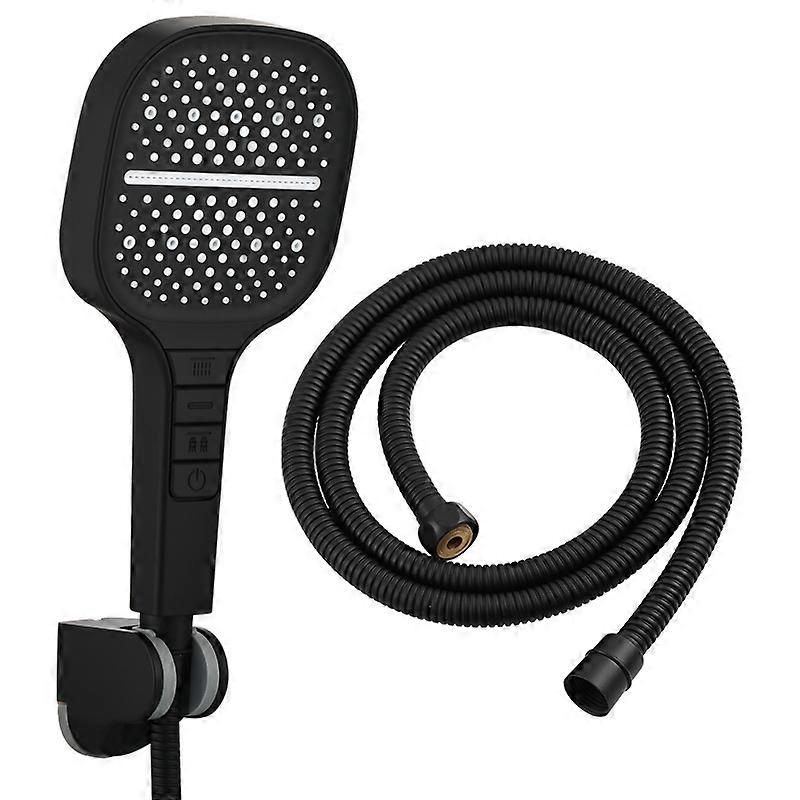 8-Mode Large Panel Booster Shower Head: Matte Black Finish