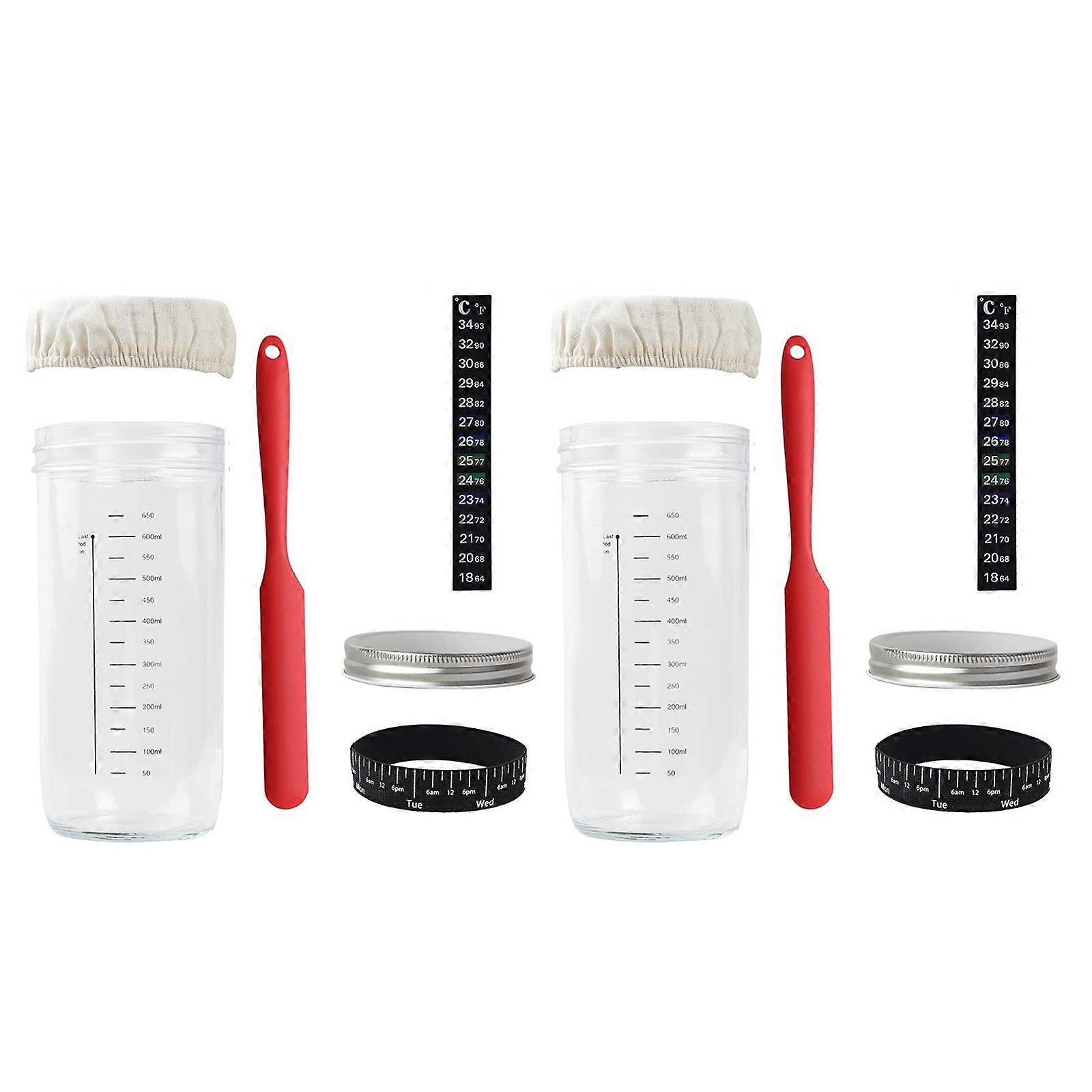 Sauerteig-Starterglas-Set Sauerteig-Starterbehälter mit Thermometer-Backzubehör Perfekt zum Brotbacken