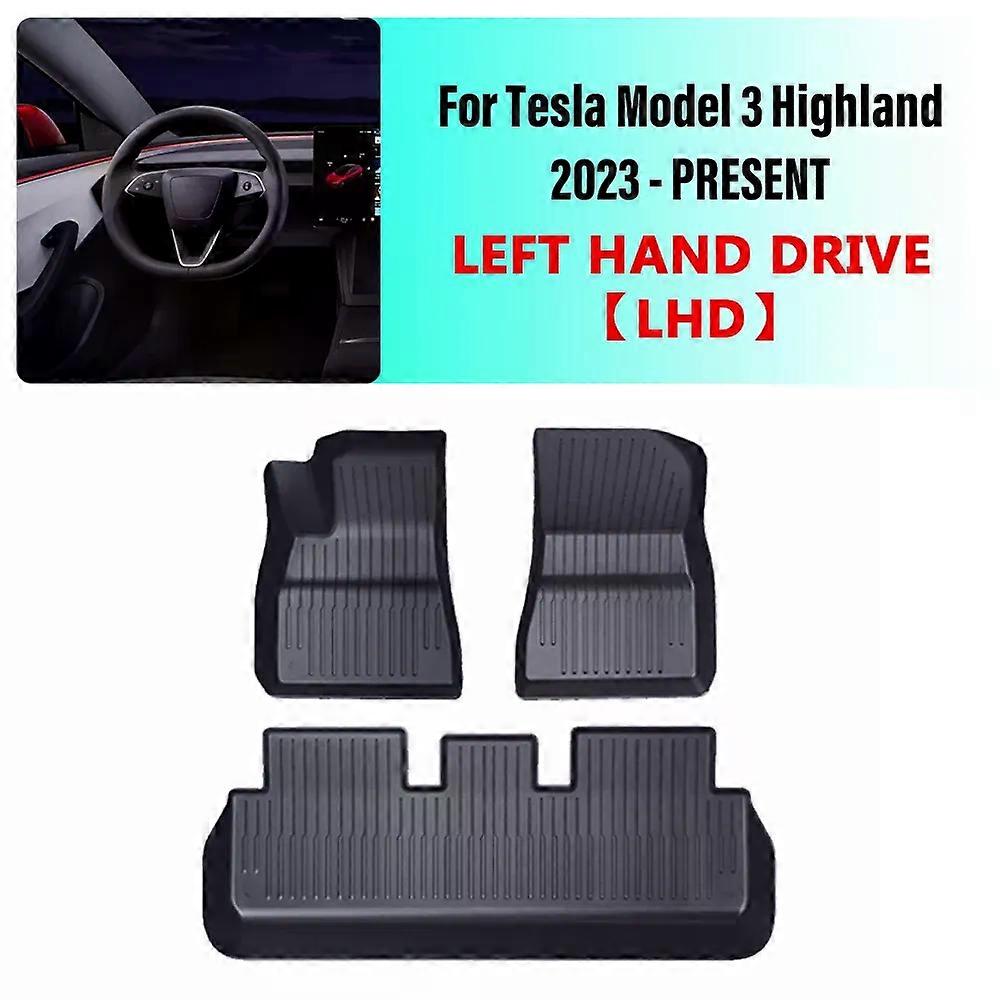 For Tesla Model 3 Highland 2024 Floor Mat Left and Right Hand Drive TPE Carpet Waterproof Weather-resistant Foot Pads Mats