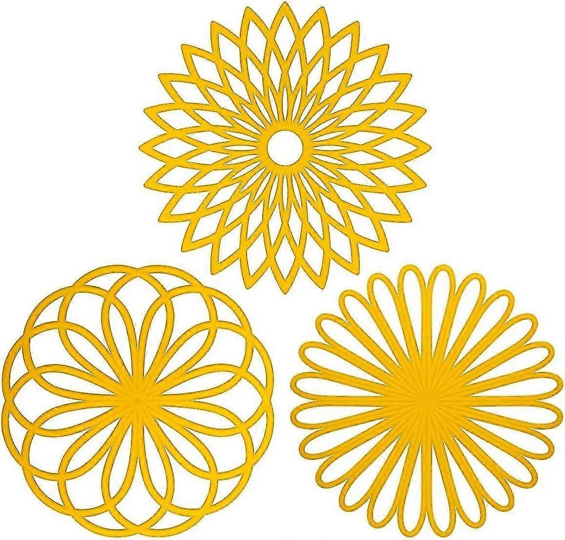 Multi-Use Silicone Cover Flower Shaped Trivet, Sink Mat (Set of 3) Premium Quality Insulated Soft Du