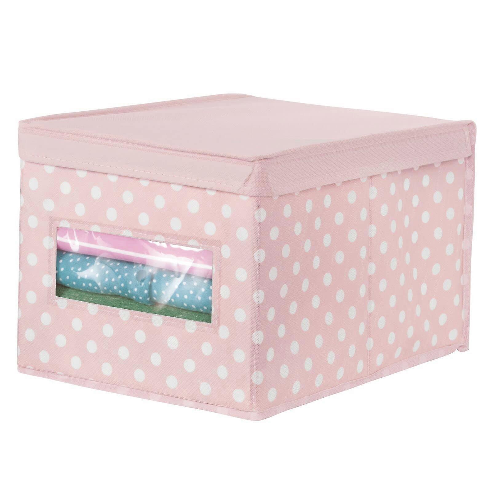Soft Stackable Fabric Storage Bin for Bedroom, Polka Dot Design, Light Color, Durable Material, Size Options