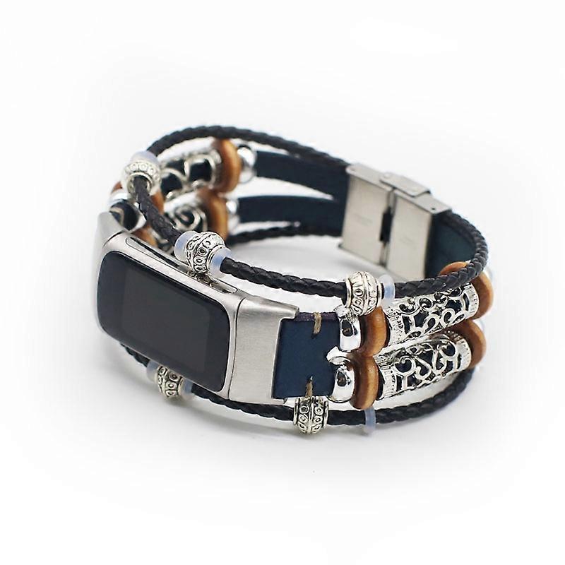 ファッショナブルなデザインの装飾レザー編組時計ストラップ交換用Fitbit Charge 6/5