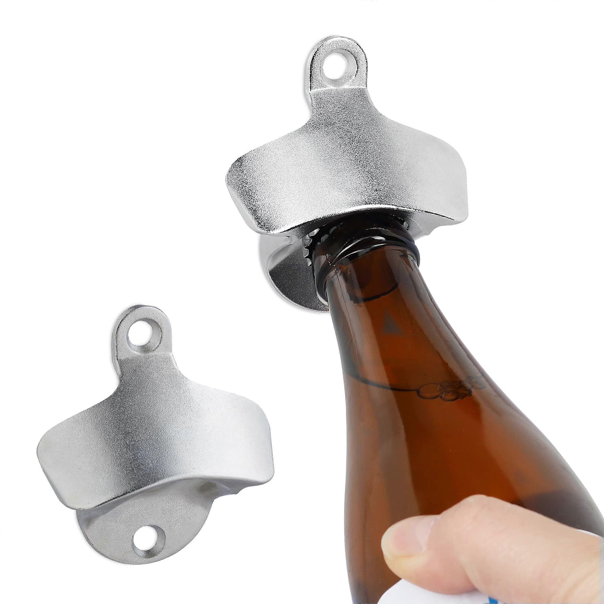 2-Pack Galvanized Metal Wall-Mounted Bottle Openers for Home Bar Use, Rustic Style, Durable Bar Tools