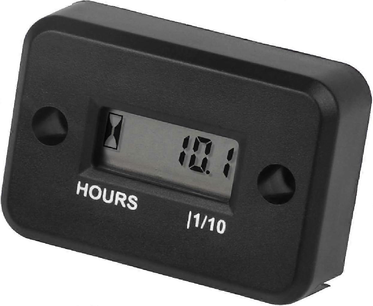Waterproof Inductive LCD Digital Hour Meter for Boat, Snow Blower, Inverter, Generator, Lawn Mower and Small Gas Engine (, Black)