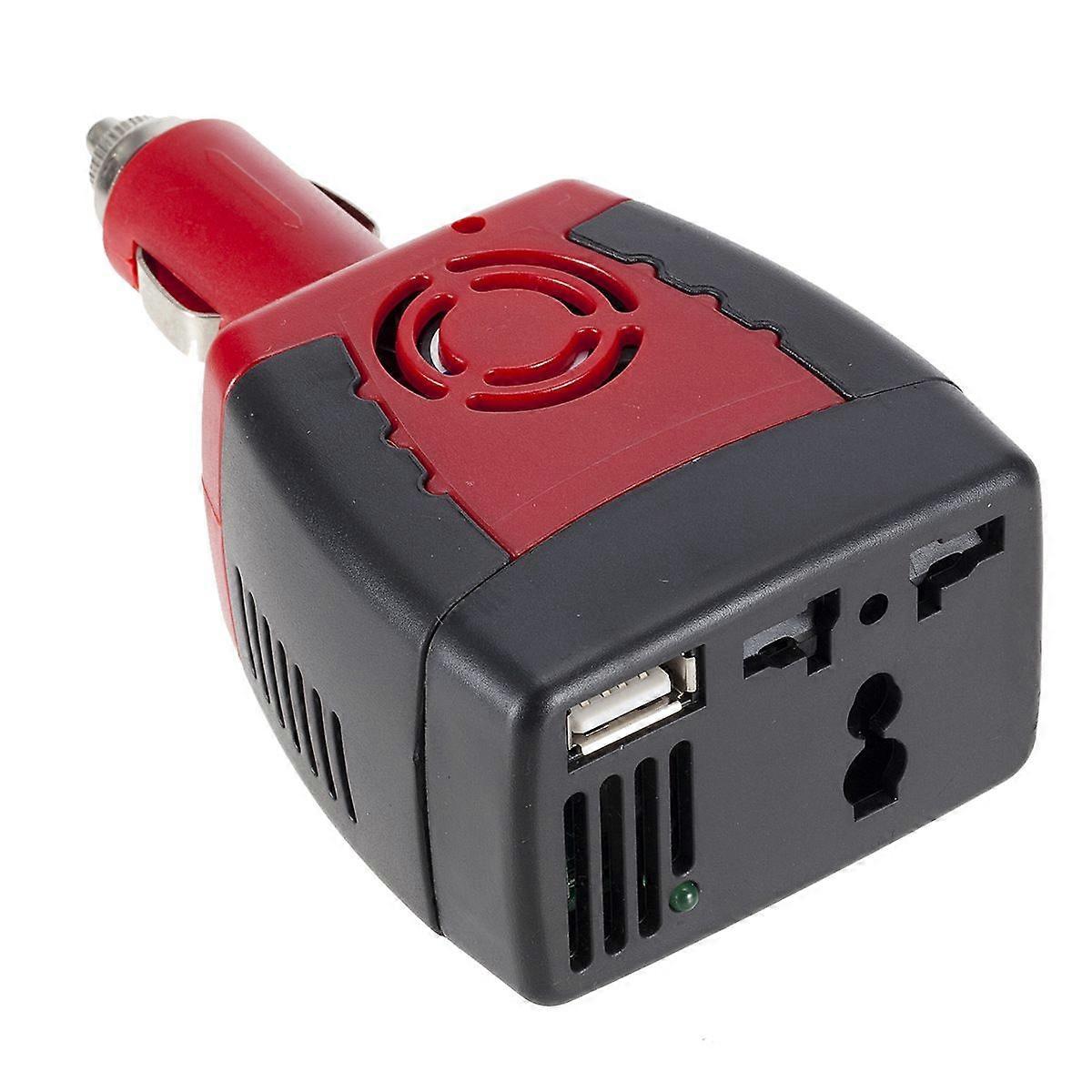 150W Car Inverter 12V to 220V Car Cigarette Lighter Multi-function Charger USB Power Converter 2.1A USB Port(65*42*120mm)