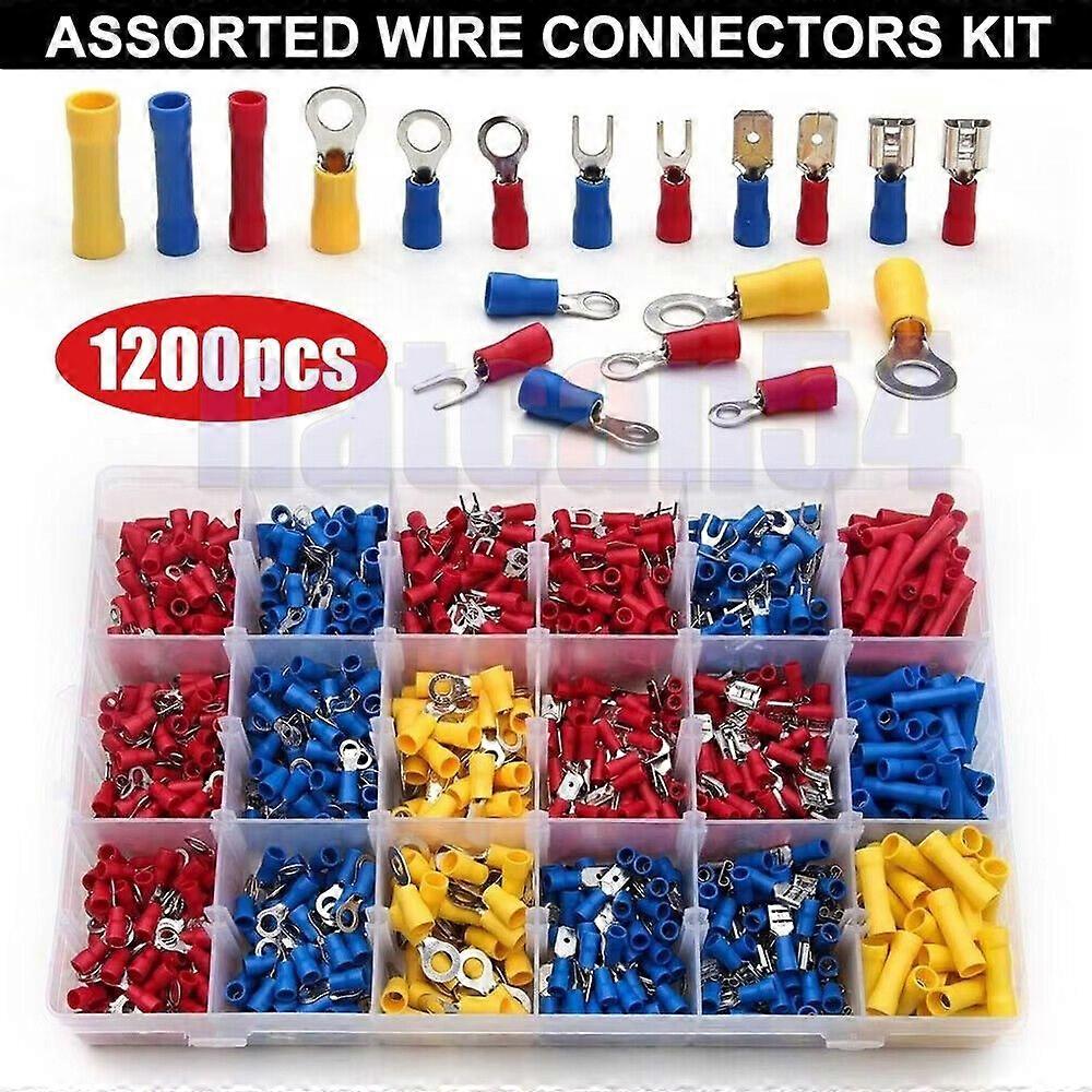 1200pcs Insulated Electrical Wire Splice Terminal Spade/Crimp/Ring Connector Kit No.97888